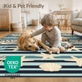thumbnail image 4 of ODIKA 6'x9' Washable Area Rug Marine Starfish Seashell Coral Nautical Motifs Reef Border Striped Flowing for Family Room, Living Mater Bedroom, Non-Slip, Easy Care, 4 of 7