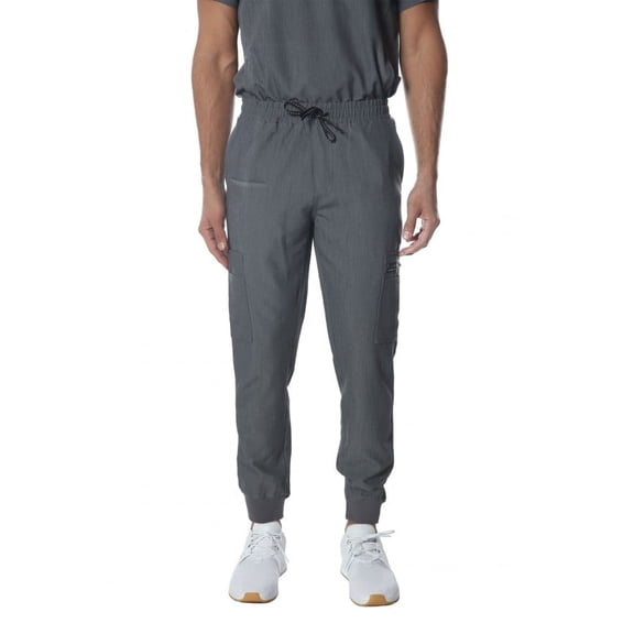 Members Only Men's Premium Drawstring Jogger Cargo Scrub Pants with 11 Pockets  - Graphite - M
