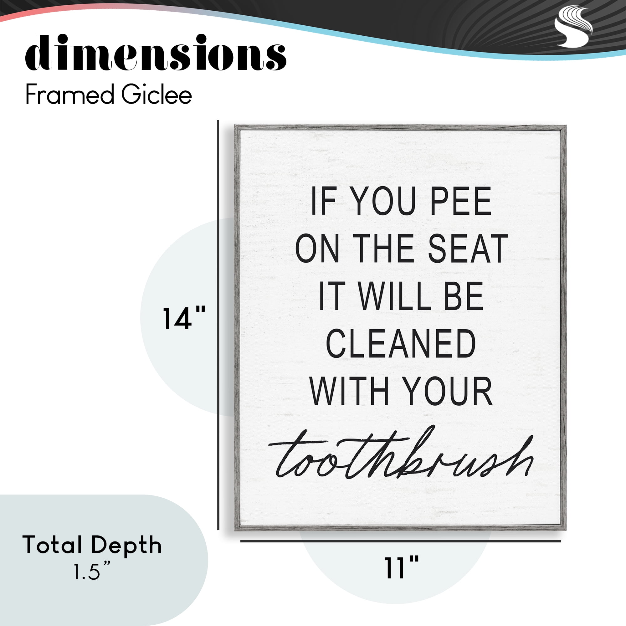 Sassy Clean With Toothbrush Warning Gray Framed Giclee Art, design by Lettered and Lined