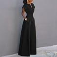 thumbnail image 5 of ZANZEA Womens V Neck Short Sleeve High Waist Jumpsuits Office Work Casual Party Wide Leg Long Rompers, 5 of 5