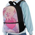 thumbnail image 4 of Uourmeti Valentine's Day Gifts and Salamander Heart Daypack, Durable Fabric Backpack 17 Inch Adjustable Shoulder Straps Travel Backpack for Vacation Daily Use, 4 of 6