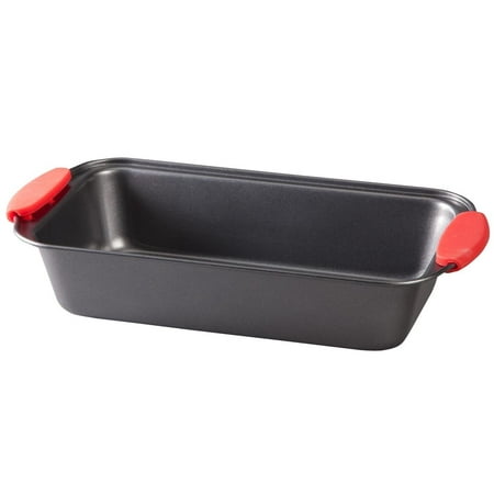 Loaf Pan with Red Silicone Handles by Home-Style Kitchen, Made with durable carbon steel By Miles