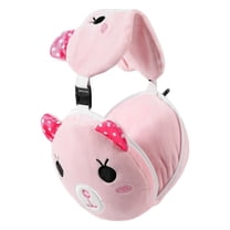 BloomLoom Kids Travel Pillow with Eye Mask - 2-in-1 Deformable Kids Neck Pillow for Traveling,Soft U-Shaped Pillow with Adorable Animal Design,Comfy Sleep and Play,Ideal for Airplanes Travel,Pink