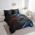 thumbnail image 3 of Erosebridal Geometry Geometric Bed in a Bag Full Size,Black Check Bed Set,Red Blue Light Bedding Full Size,Lightweight Bedroom Decorative Reversible,7-Piece, 3 of 6