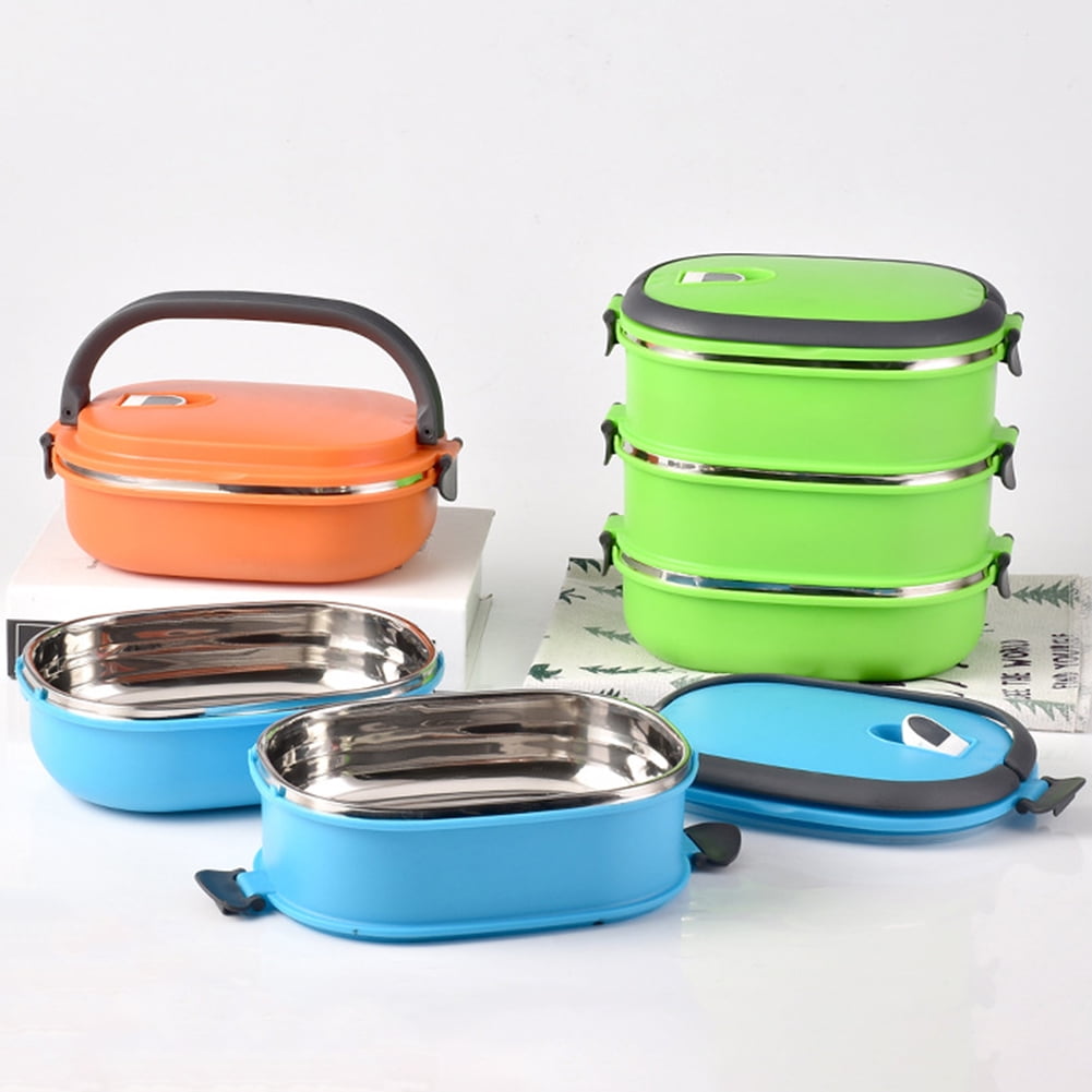XMMSWDLA Adult Lunch Box Orange Lunch Box2-Layer 1800ml Rectangular Food  Lunch Box Stainless Steel Lunch Box Lunch Box Food Storage Box Children'S