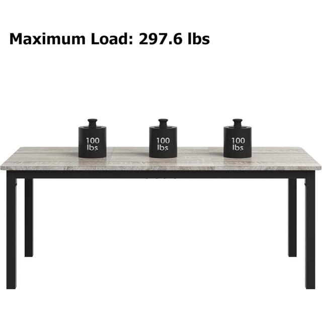 Eastvita 71-Inch Long Narrow Wooden Dining Table for 6-8 People Sturdy Metal Frame/Rustic Finish/Rectangular Kitchen Counter
