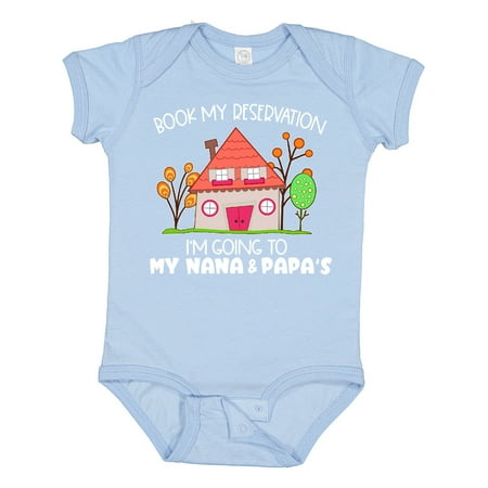 

Inktastic Book My Reservation! I m Going to My Nana and Papa s- House Gift Baby Boy or Baby Girl Bodysuit
