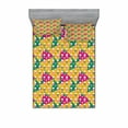 thumbnail image 2 of Ambesonne Geometric Fitted Sheet & Pillow Sham Set, Triangle Head Bones, Twin, Earth Yellow Jade Green, 2 of 3