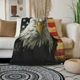 thumbnail image 3 of American Bald Eagle On Grunge Flag Fleece Throw Blanket Soft Cozy US Flag Fuzzy Blanket Caring for Women & Adults Eagle Plush Microfiber Blanket 50"x60", 3 of 5