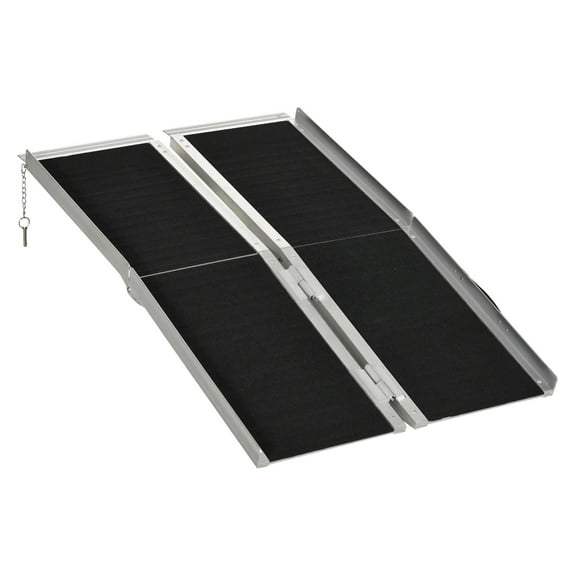 4ft Wheelchair Ramp - Aluminum Portable Mobility Ramp for Scooters, Wheelchairs, Bikes - Non-Slip, Folding Ramp for Steps, Doorways