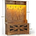 thumbnail image 3 of Hall Tree with Bench and Shoe Storage, 5-in-1 Entryway Bench with Coat Rack, 10 Shoe Cubbies & 9 Coat Hooks, Barn Door & Adjustable Shelf, Rustic Brown, 3 of 10
