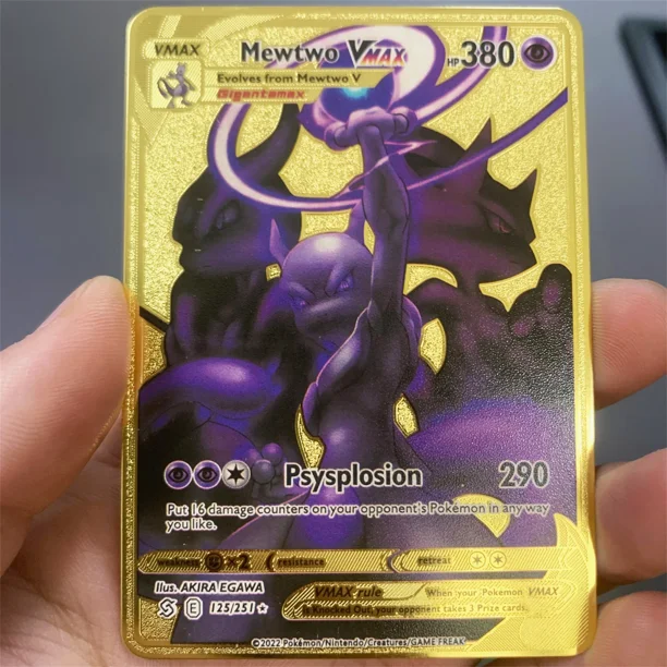 English Metal Cards Monster Letter Pocket Monster Arceus Iron Card Mewtwo Pikachu Gx Charizard Vmax Toy Collectible Card