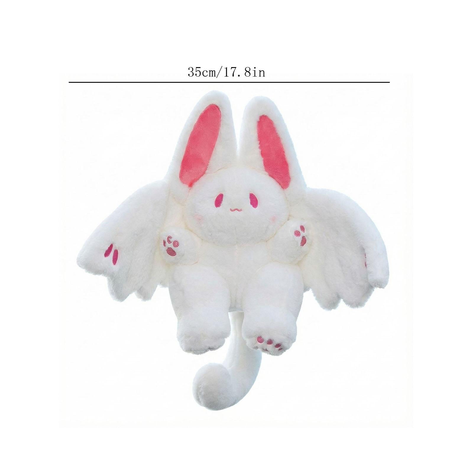 Flying White Rabbit Bat Plush Toy, Stuffed Animal with Bat Wings - Soft, Cuddly, Fluffy, Comfortable for Hugging - For Kids, Adults, Bedroom Decoration, Playtime, Birthday Gifts, Xmas Presents, Home