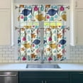 thumbnail image 3 of Beach Nautical Curtains Set Coral Starfish Tropical Ocean Marine Fish Creatures Summer Seashells Seaside Sand Seahorse Mermaid Anchor Vintage Sea Print Tier and Valance Rod Pocket Curtain, 3 of 6