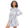 thumbnail image 3 of FORMRS Womens Long Sleeve Nightgowns Crew Neck Sleep Shirt Soft Pajamas Sizes S-3XL, Watercolor Lavender Pattern, 3 of 8