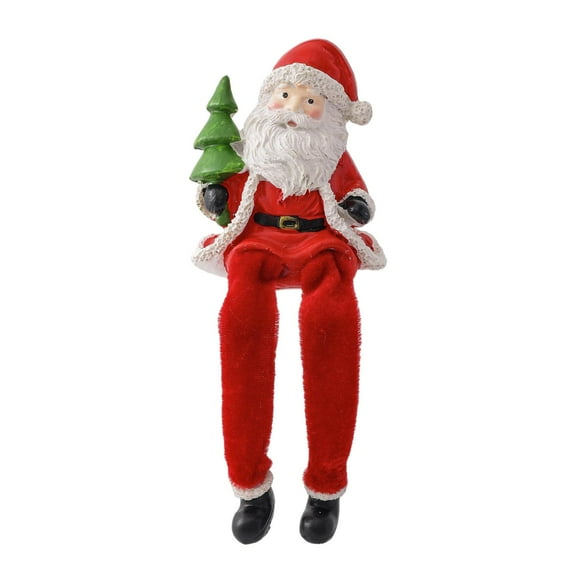 FVDPWYE Resin Sitting Santa Claus Figurine, Cute and Decorative Christmas Decoration for Left holding tree