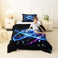 thumbnail image 2 of Castle Fairy Sport Soccer Twin Comforter Sets 2pcs, Abstract Crystal Football Bedding Set, Black Blue White,Black Reversible,1 Comforter and 1 Pillowcase, 2 of 6