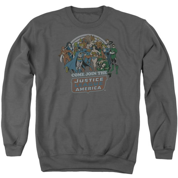 DC Comics Join The Justice League Adult Crewneck Sweatshirt Charcoal