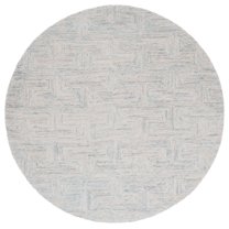SAFAVIEH Ikat Deonte Solid Wool Area Rug, Teal/Grey, 6' x 6' Round
