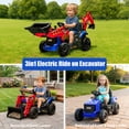 thumbnail image 2 of iYofe 24V JCB Ride on Excavator Toy, 3-in-1 Battery Powered Electric Tractor Car with Reversible Seat, Remote Control & Bluetooth, Backhoe for Kids 3-6, Red, 2 of 9