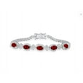 thumbnail image 3 of Solid 925 Sterling Silver 7” Marquise Red Ruby Cubic Zirconia Bracelet Rhodium Plated for Women, Italy, 3 of 4