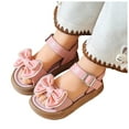 thumbnail image 5 of Gubotare Girls Sandals Big Girls Girl's Sandals Dressy Bow Ankle Strap Sandal Open Toe Slides Flats Summer Cute Vacation Sandals Sizes 12 (Pink,Little Kids 12), 5 of 9