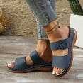 thumbnail image 6 of LOVZFMLL Wedge Sandals for Women 2025 Two Straps Slip On Open Toe Comfort Slides Sandals Casual Summer Beach Vacation Outdoor Walking Shoes Blue 5.5, 6 of 8