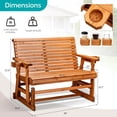 thumbnail image 3 of VINGLI Outdoor Glider Wood Patio Chair with Cup Holders, Outdoor Bench Glider Loveseat with Smooth Rocking Mechanism, Heavy Duty 800 LBS, 3 of 14