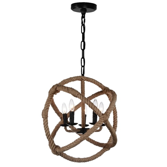 CWI Lighting Padma 25 Light Up Farmhouse Metal Chandelier in Black
