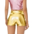 thumbnail image 2 of YiZYiF Womens Metallic Booty Shorts High Waisted Shiny Rave Bottoms Pole Dance Costume Shorts Gold XL, 2 of 6