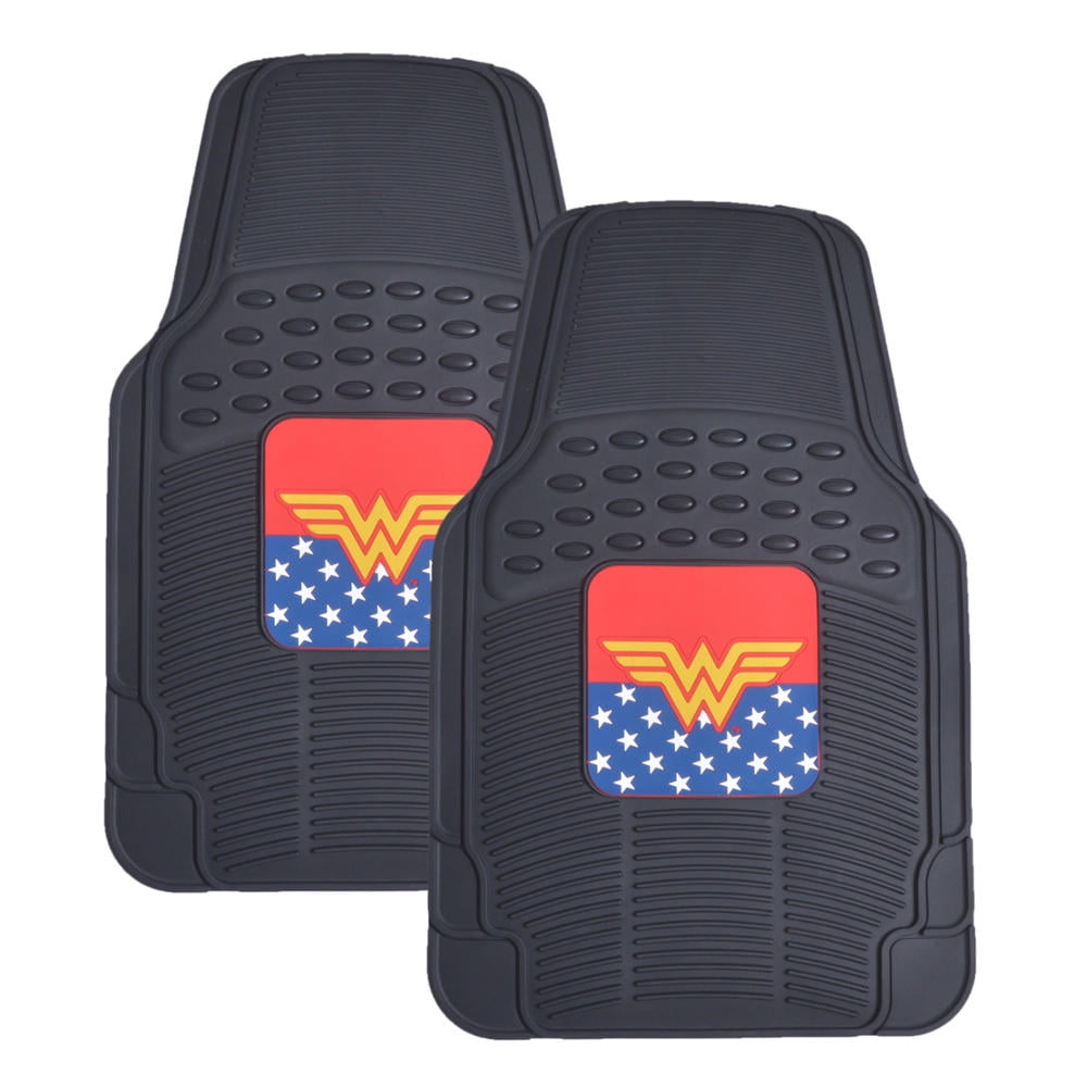 All Weather Protection Warner Brothers DC Comics Licensed Full Mat Set for Car Truck SUV BDK 4 Piece Wonder Woman Super Hero Carpet Floor Mats 