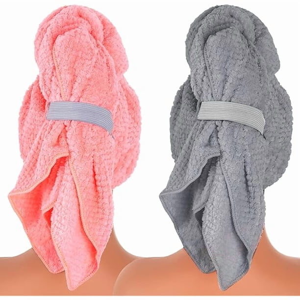 wonima11 2-Pack Microfiber Hair Towel Turban for Women - Fast Drying, Ultra Absorbent, Lightweight Hair Wrap for Gym, Beach, Travel & Home Use