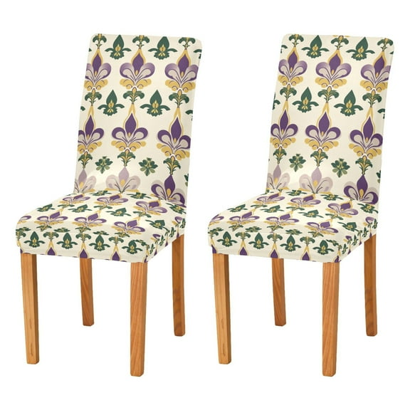 Yayeee 2 Pack Dining Chair Covers Stretch Parson Chairs Slipcovers Seat Protector, Beige Floral Pattern