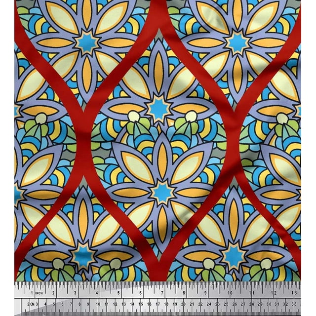 Soimoi Rayon Fabric Floral & Ogee Damask Fabric Prints by Yard 42 Inch Wide