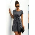 thumbnail image 3 of Solid Twist Knot Front Short Sleeve Tee Fit Dress, 3 of 8