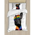 thumbnail image 1 of Bulldog Duvet Cover Set Twin Size, Proudly Posing Pet with Colorful Eyeglasses and a Scarf LGBT Gay Pride, Decorative 2 Piece Bedding Set with 1 Pillow Sham, White and Multicolor, by Ambesonne, 1 of 3