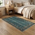 thumbnail image 2 of ODIKA 5'x7' Washable Area Rug Non-Slip, Low Pile, Stain Resistant Teal Stars Tossed Vintage Distressed Plank Look Terracotta Round for Guest Room, Lounge, Apartment, 2 of 7