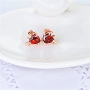 Amy and Annette 18K Gold Plated Ruby Devil Earrings for Women