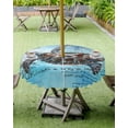 thumbnail image 4 of Sea Turtle Summer Ocean Nautical Round Tablecloth with Zipper,Waterproof Table Cloth with Umbrella Hole Patio Tablecloths for Outdoor Tables,Blue Gradient Retro Letter Washable Spillproof Table Cover, 4 of 6