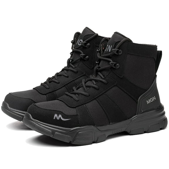 DianSen Mens Work Boots Steel Toe Safety Shoes Hammerproof Anti-Puncture Canvas Combat Boots