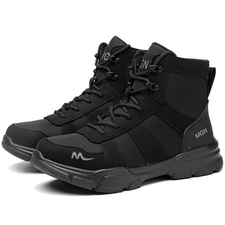 

DianSen Mens Work Boots Steel Toe Safety Shoes Hammerproof Anti-Puncture Canvas Combat Boots