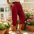 thumbnail image 6 of cfhntfmh Casual Capri Pants for Women High Waisted Loose Fit Joggers with Pockets Lightweight Comfy Lounge Pants, 6 of 7