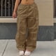 thumbnail image 2 of Pantalones Sueltos Para Mujer, Pantalones Deportivos Con Bandas En Los Tobillos De Poliéster, Bolsillos Grandes Con Costuras Laterales, 2 Botones Laterales Para Viajes ANGGREK Caqui L, 2 of 6