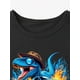 thumbnail image 4 of Boys' TX0630 Dinosaur & Monster Truck Graphic Tee - Cool, Casual Black Short Sleeve T-Shirt with Vibrant Flame Design, 100% Cotton, Machine Washable for Spring/Summer Fun, 4 of 6