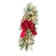 thumbnail image 4 of Corona de lágrima, corona artificial, botín floral artificial, decorativa, decoración de pared, corona de puerta delantera con lazo para habitación de Oro rojo, 4 of 9