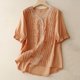 thumbnail image 4 of Camisas de Manga Larga para las Mujeres, Primavera Verano V-Cuello Suelto Estampado Bordado Blusa de Lino, Top Casual, 4 of 6