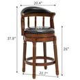 thumbnail image 4 of S-HOME Brown Cow Top Leather Bar Stool 26.5 Inch Height Solid Wood Frame 360 Degree Swivel Chair for Kitchen, 4 of 8
