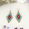 thumbnail image 5 of Tribal Leaf Turquoise and Coral .925 Silver Earrings, 5 of 7