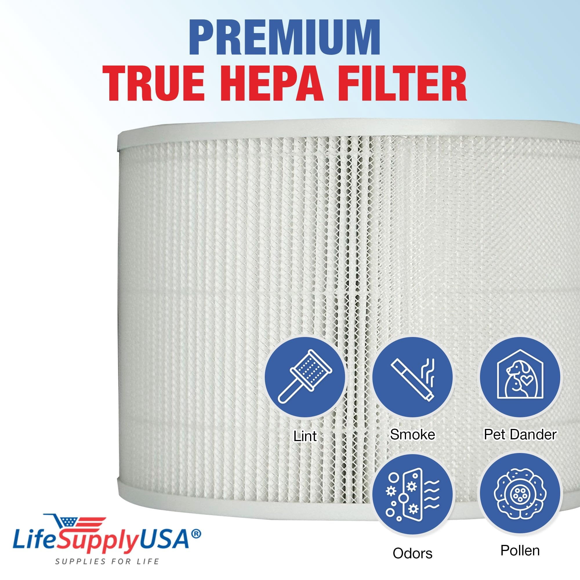 True HEPA Filter Replacement Compatible With PuroAir 240 Purifier by LifeSupplyUSA (2-Pack)