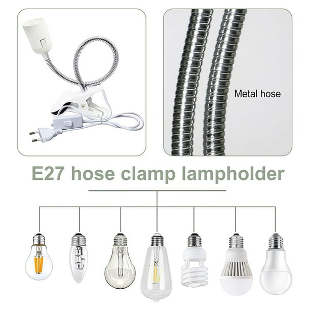 Portalámparas con Base E27 lámpara de mesa Flexible de 360 grados Tmvgtek con interruptor de encendido y apagado enchufe europeo Cable de alimentación para bombilla LED luz d